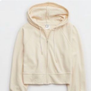 Aerie Cream Zip-Up Hoodie